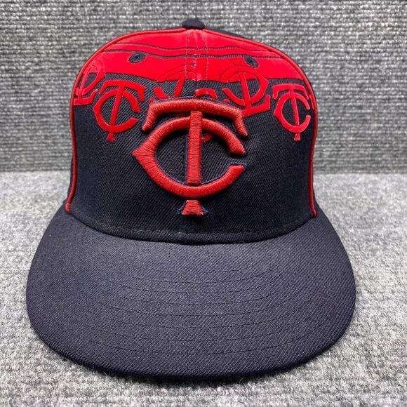 Minnesota Twins Hat Cap Fitted 7 1/8 Mens MLB Baseball New Era Blue Red Wool - Picture 1 of 9